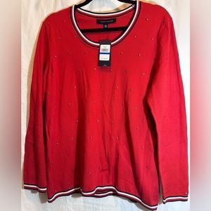 Tommy Hilfiger Women’s Red 100% Cotton Sweater. NWT   Size XL